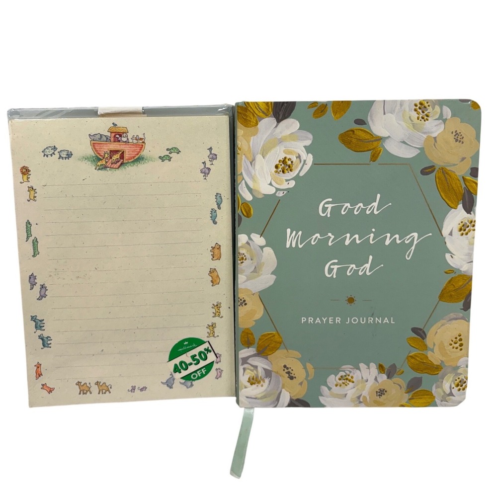 DaySpring Prayer Journal & Hallmark Noahs Ark Stationery Set Bundle Floral‎ New